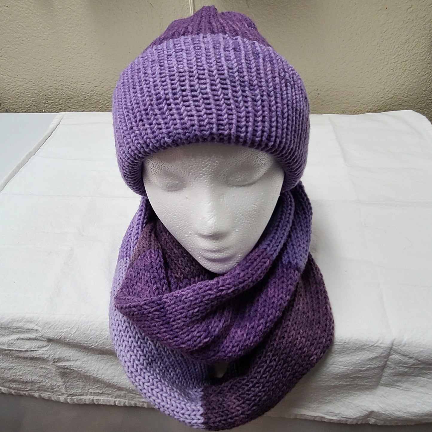 Purple Beanie & infinity Scarf Set