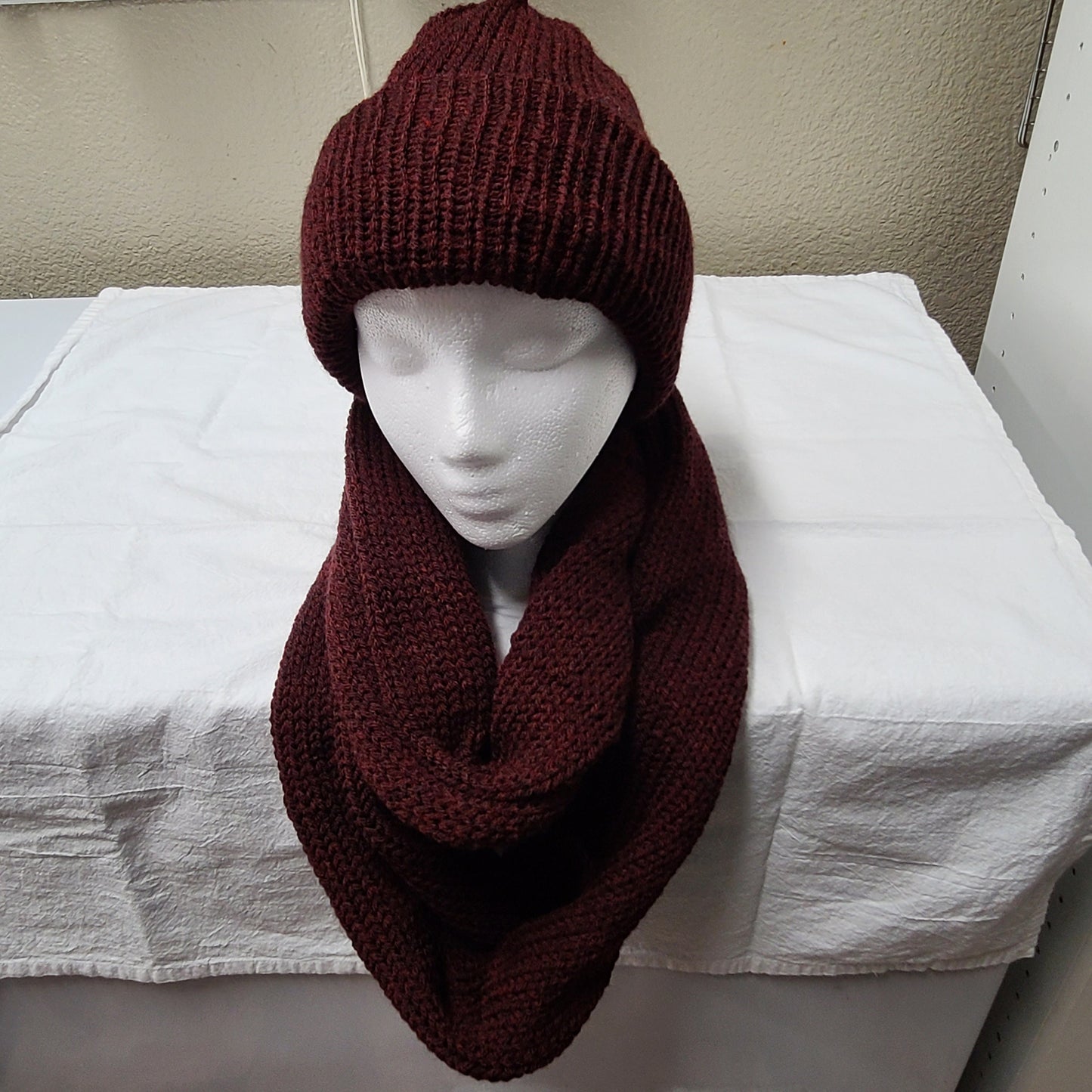 Burgundy Beanie/scarf Set