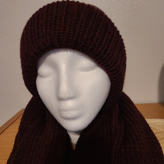 Burgundy Beanie/scarf Set