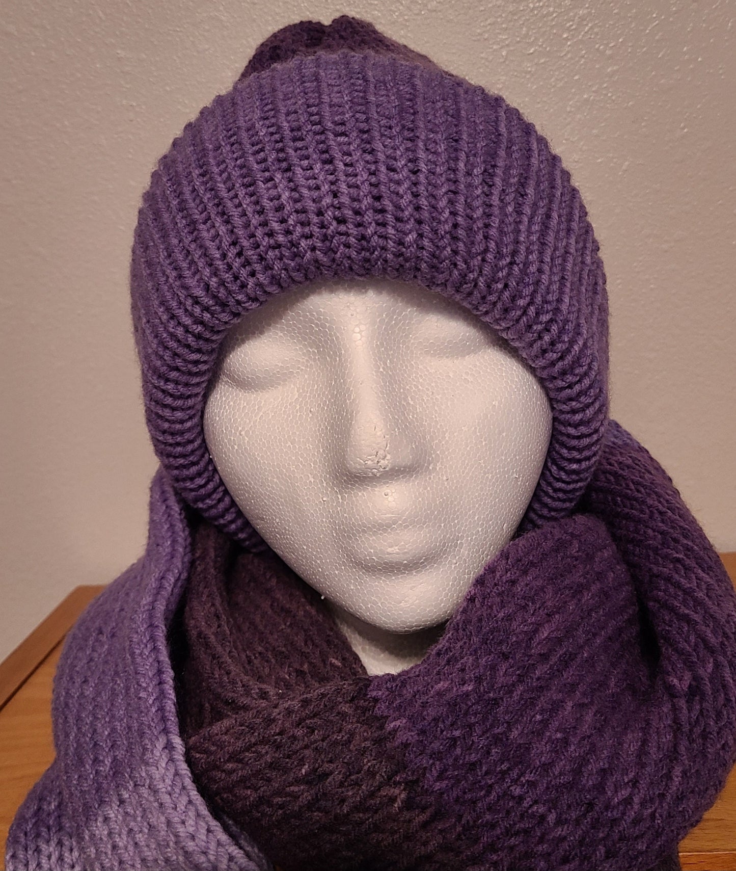 Purple Beanie & infinity Scarf Set