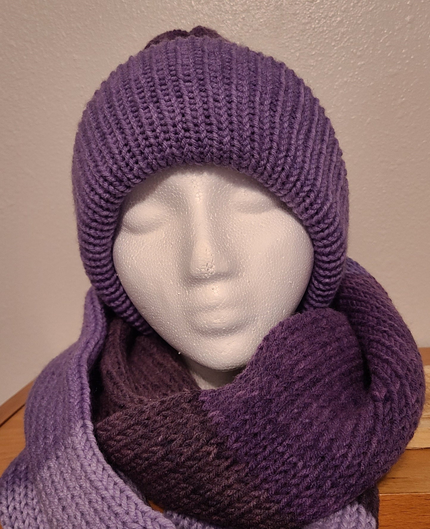 Purple Beanie & infinity Scarf Set