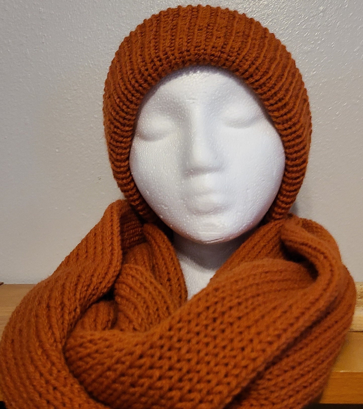 Cavern clay color Beanie/infinity Scarf set